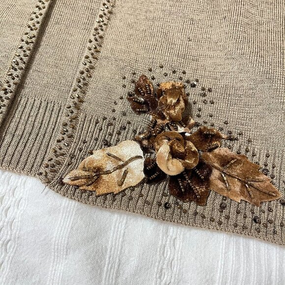 Vintage Wool Blend Embellished Cardigan Brown - M - Picture 7 of 13